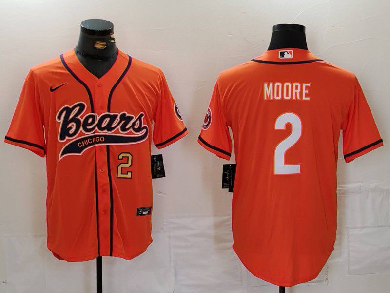 Men Chicago Bears #2 Moore Orange Joint Name 2024 Nike Limited NFL Jersey style 2